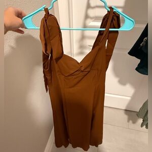 Stylish Brown Tie Sleeveless Dress